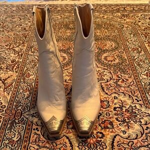 Free People Leather Western Ankle Boots with Silver Accents (size 39)
